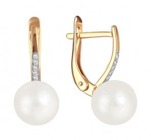 Серьги с жемчугом 290-1-1064: морской жемчуг, золото 585° Серьги с жемчугом 290-1-1064: морской жемчуг, золото 585°